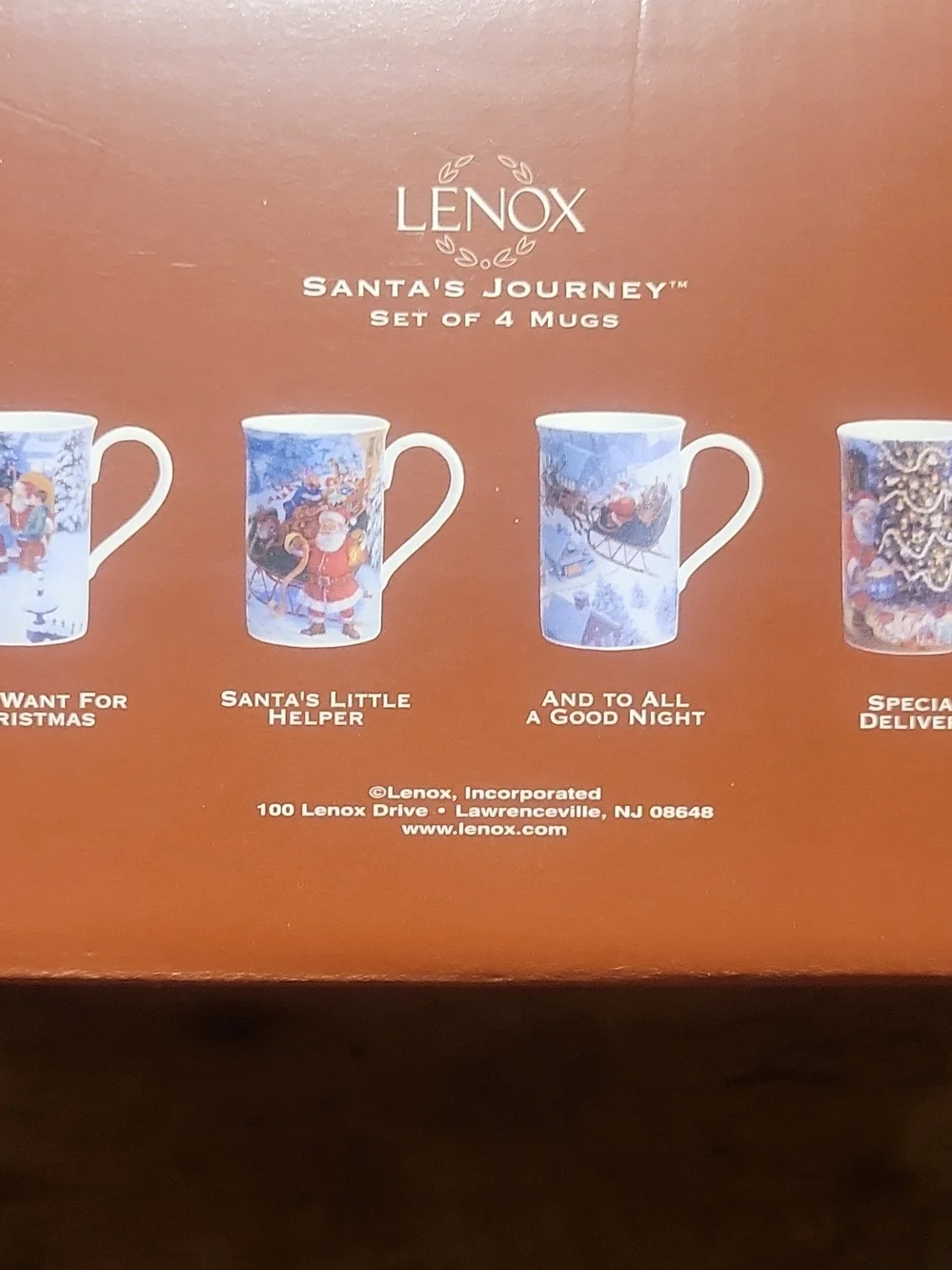 Lenox Santa's Journey Set of 4 Mugs - Red and Gold Box